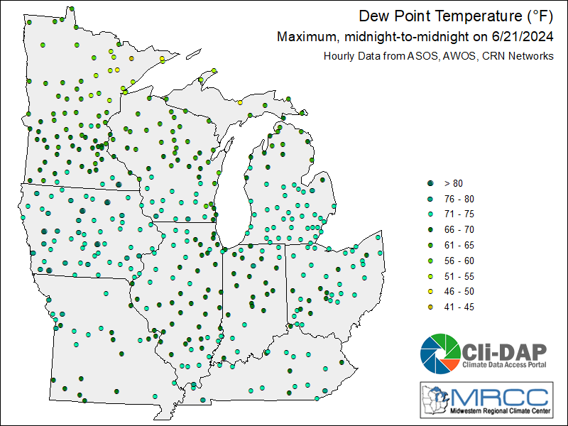 Midwest Max Dew Point