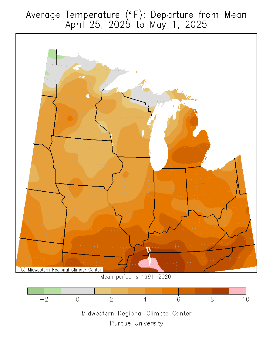 Last 7 Days, Avg Temp Departure