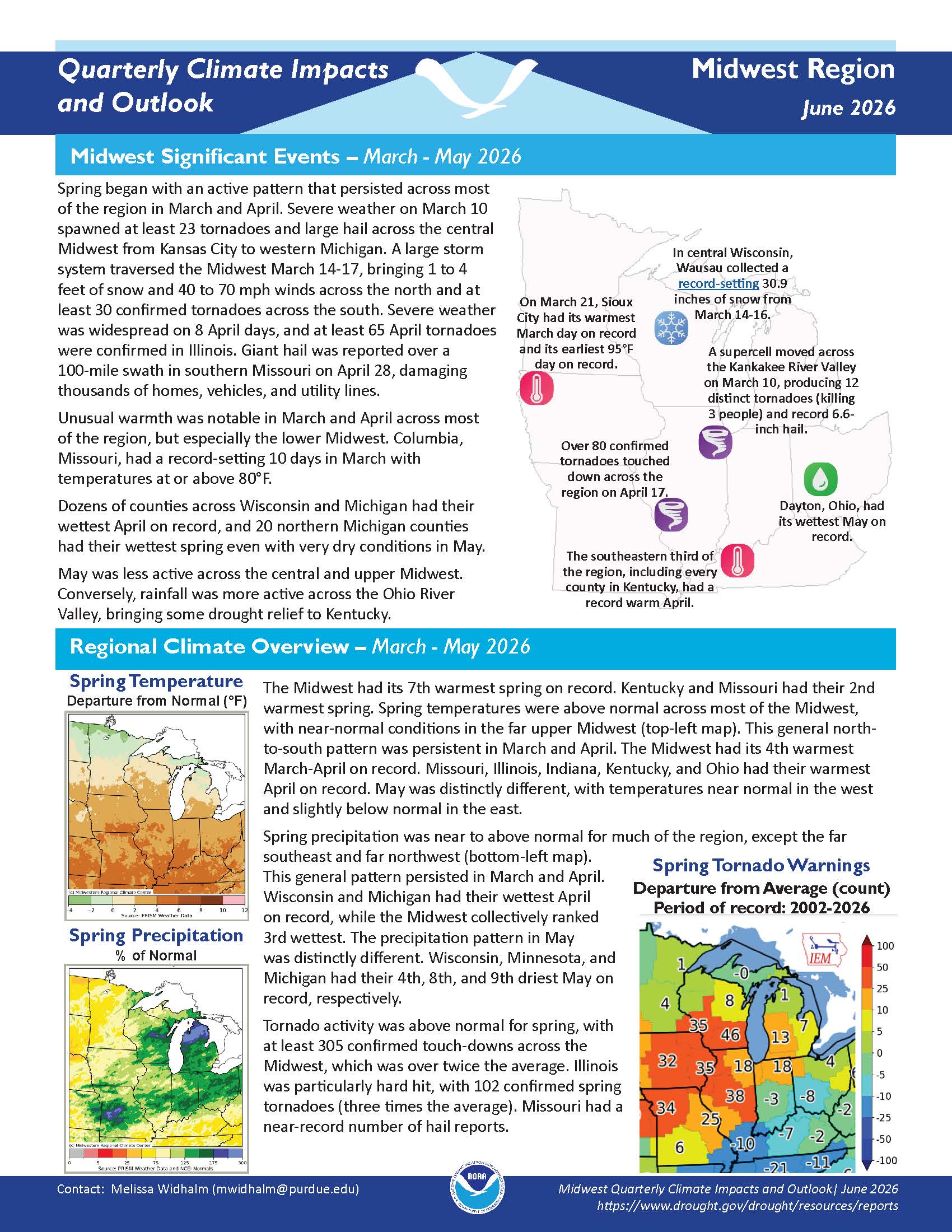 Preview image of page 1 of the Midwest Quarterly Report for March through May 2026.