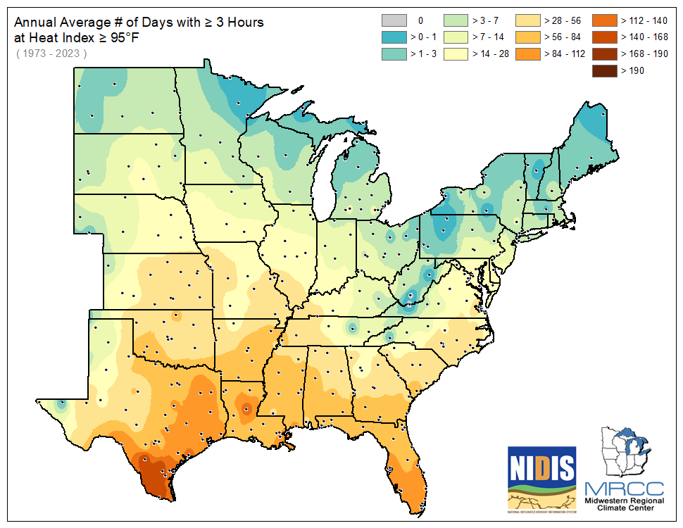 Average Number of Days greater than or equal to 90 degrees