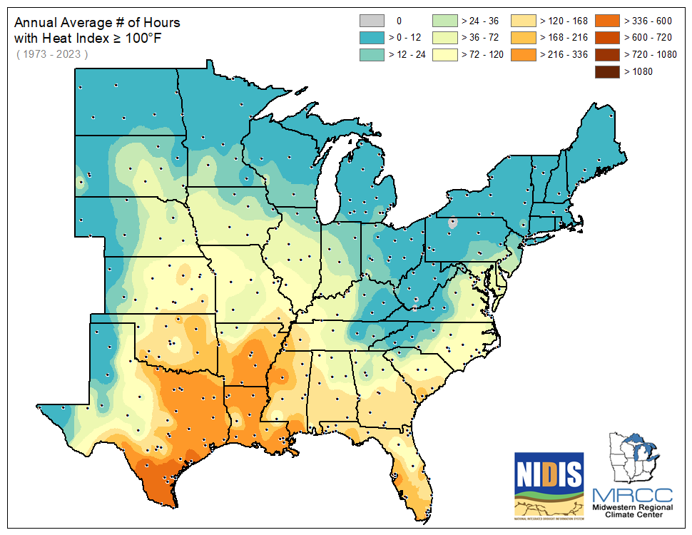 Average Number of Days greater than or equal to 90 degrees