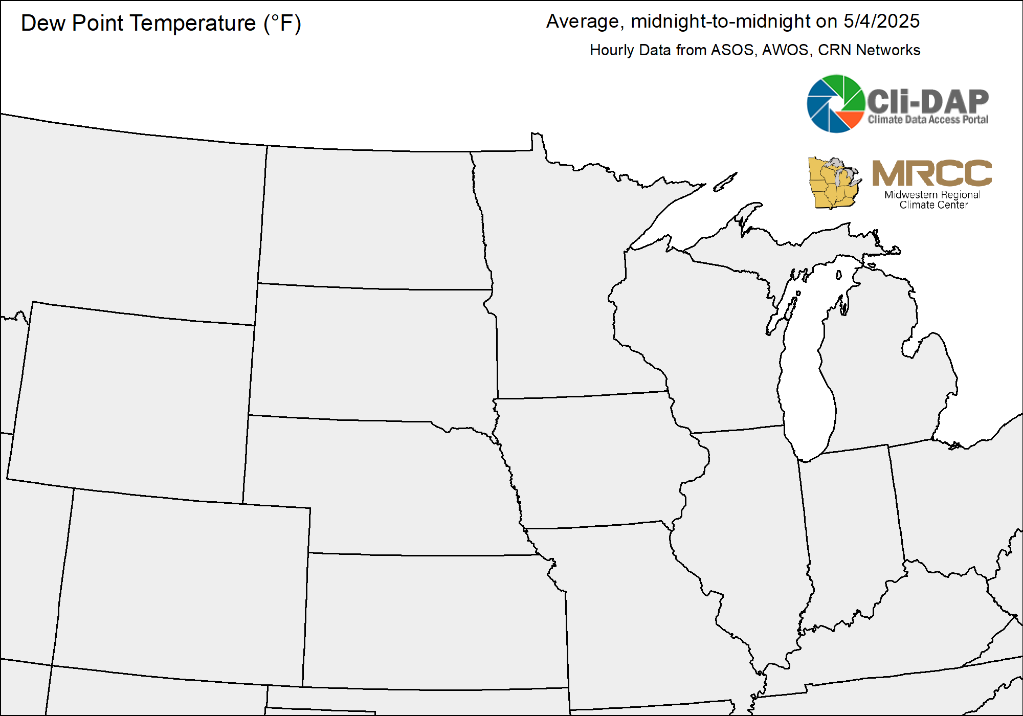 Central Region Average Dew Point