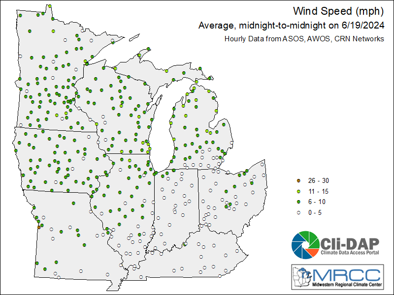 Midwest Average Wind Speed