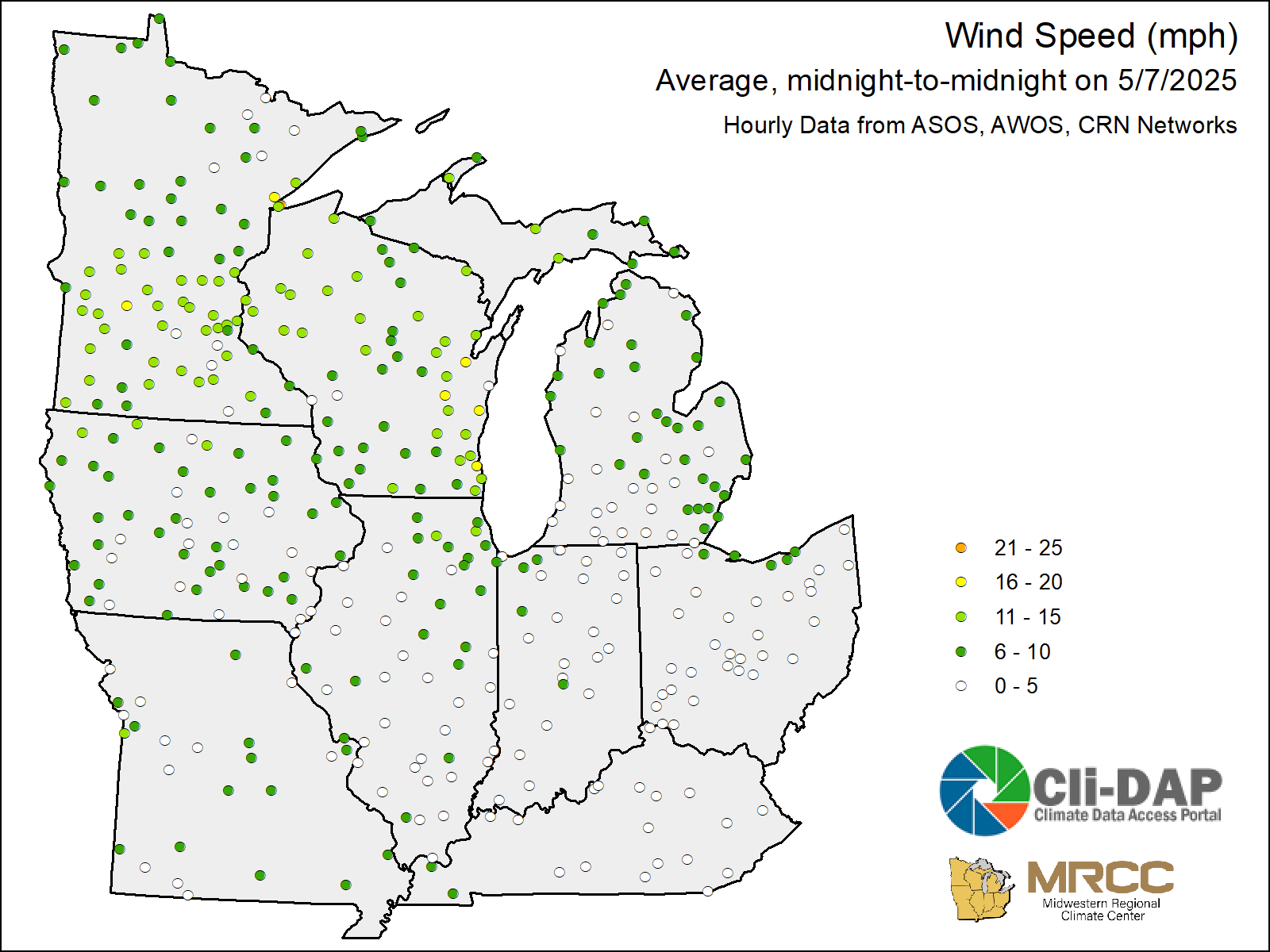 Midwest Average Wind Speed