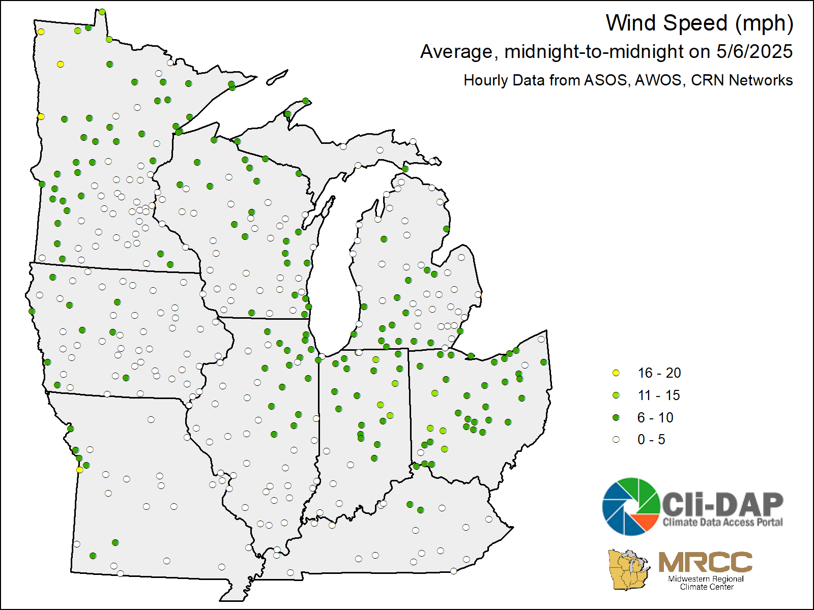 Midwest Average Wind Speed