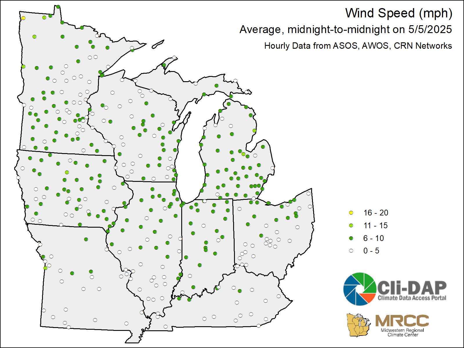 Midwest Average Wind Speed