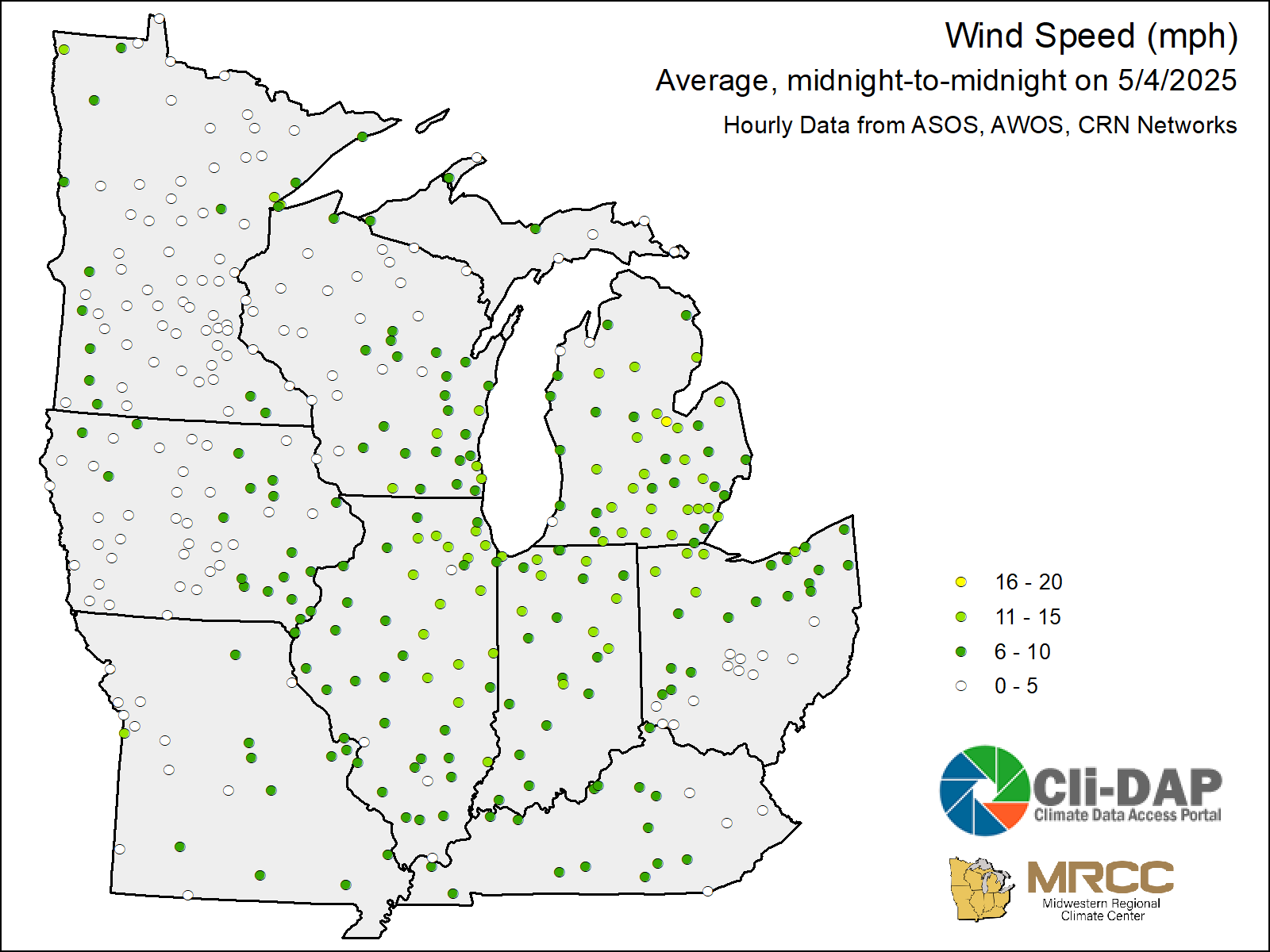 Midwest Average Wind Speed