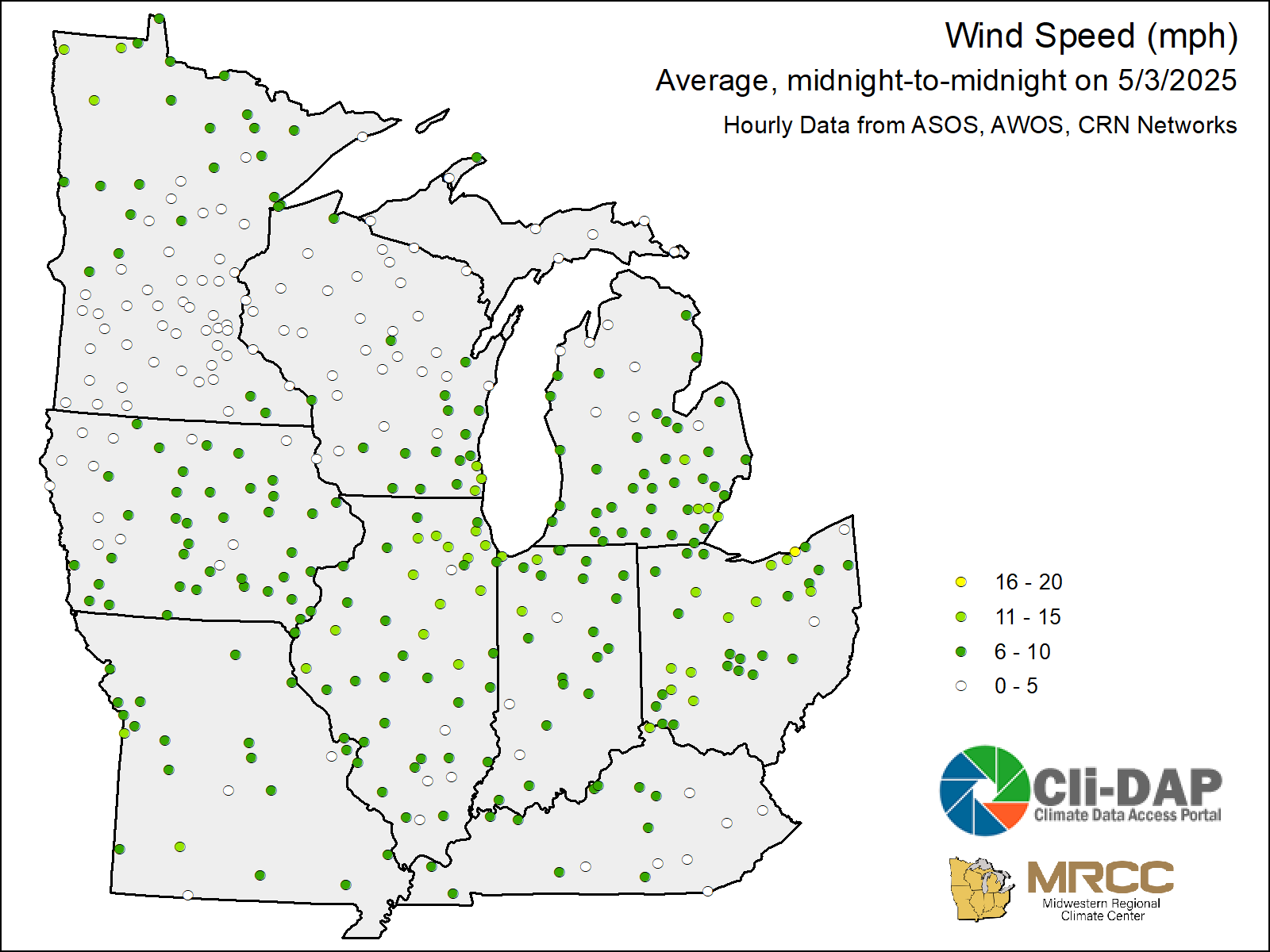 Midwest Average Wind Speed