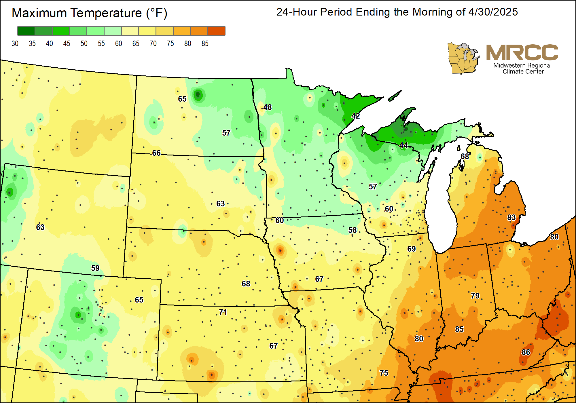 Central Region Max Temp