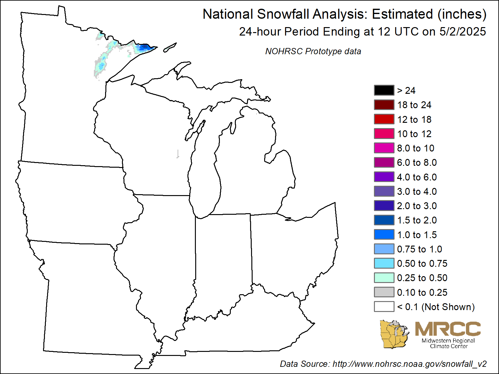 Midwest NOHRSC Snowfall