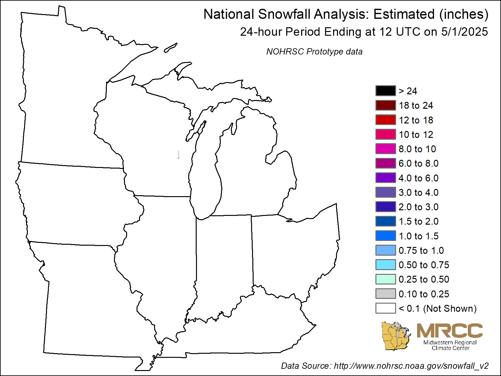 Midwest NOHRSC Snowfall