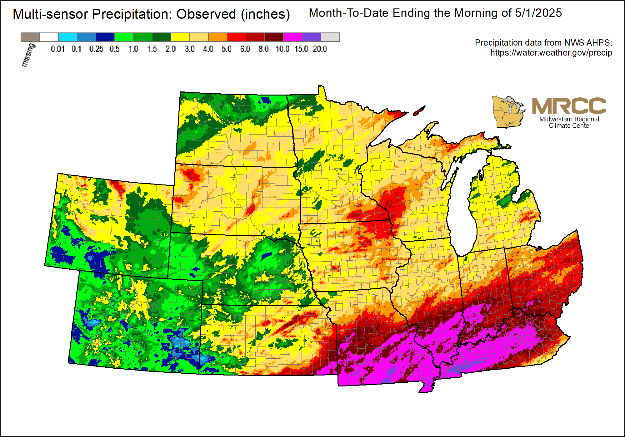 Multi-Sensor Precip: Central Last 30 Days