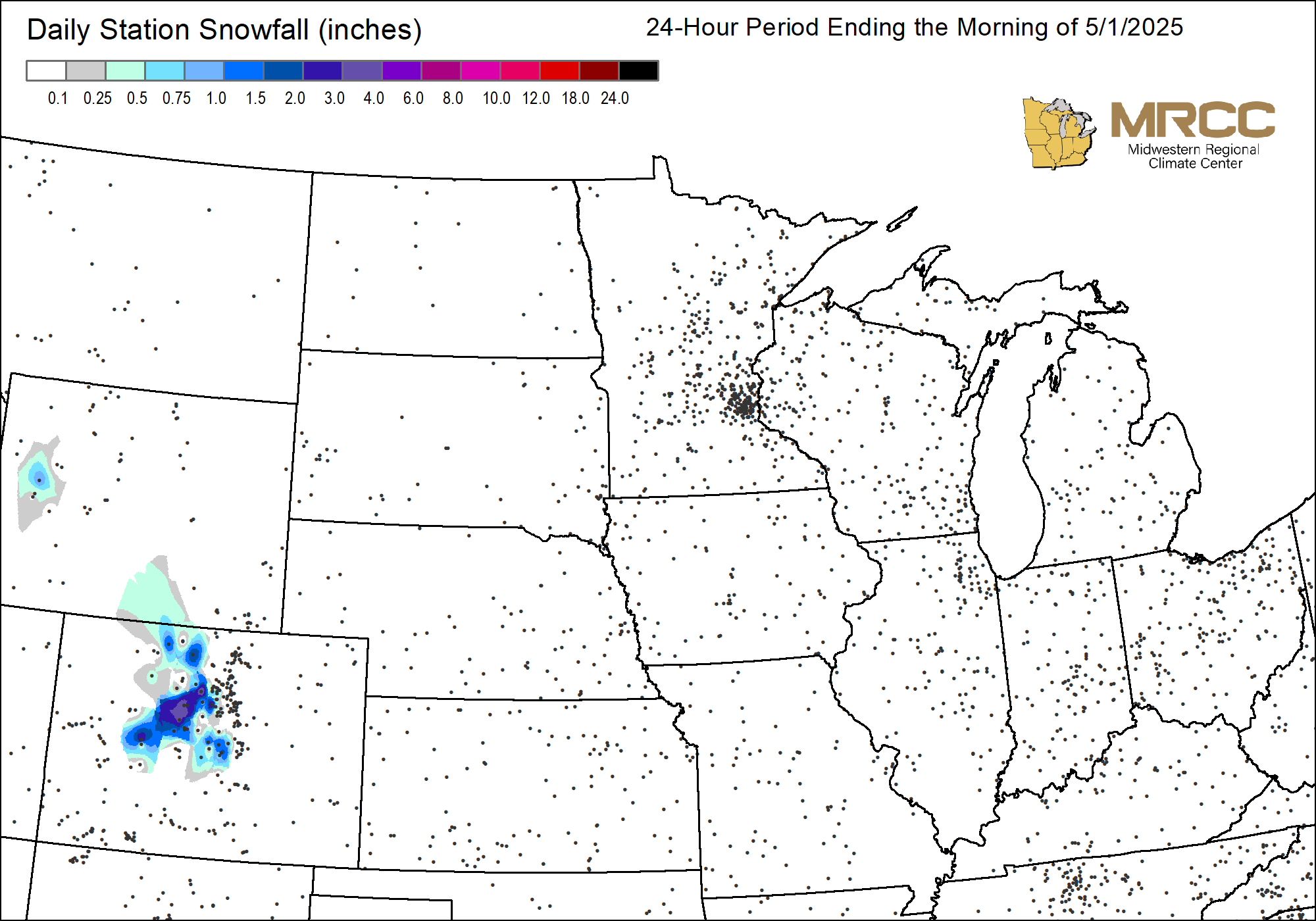 Station Daily Snowfall Map