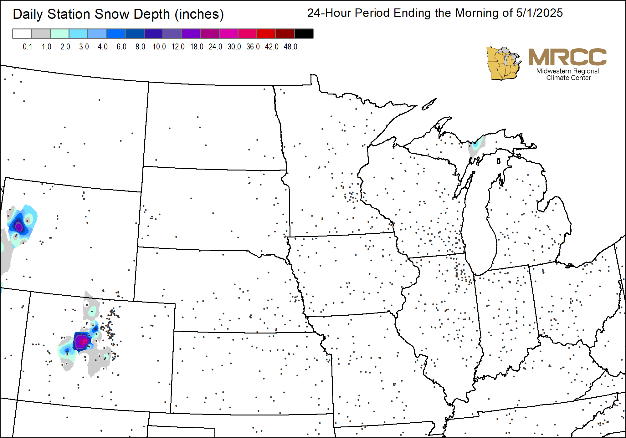 Station Daily Snowfall Map