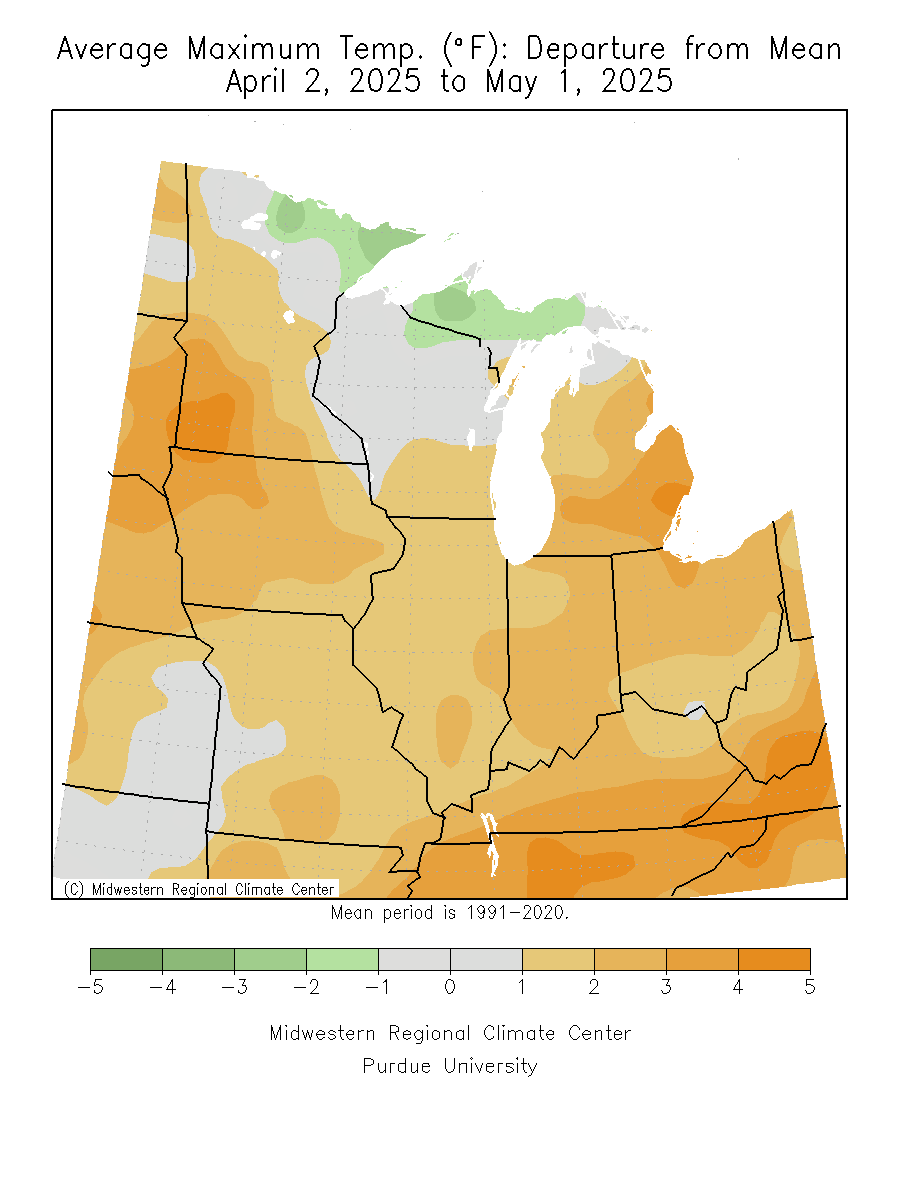 Last 30 Days, Avg Max Temp Departure