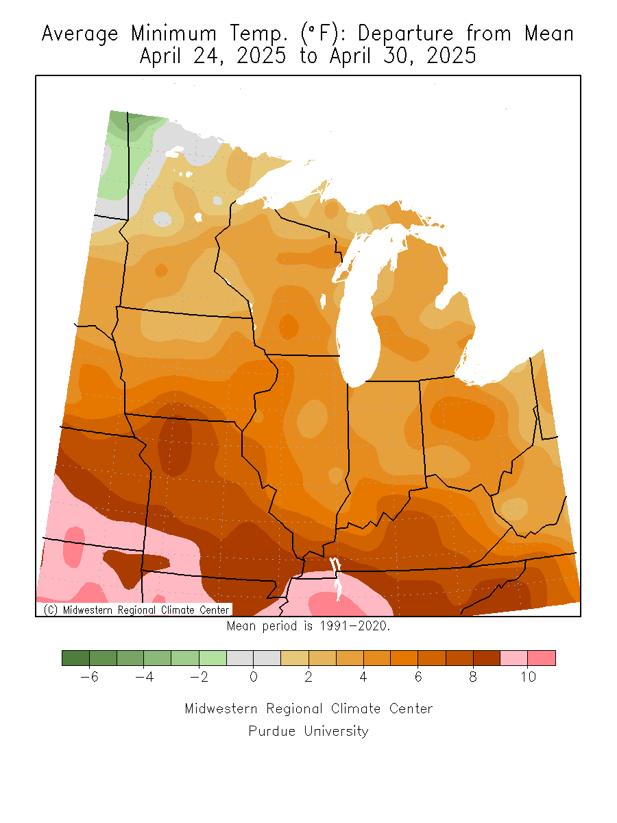 Last 7 Days, Min Temp Departure