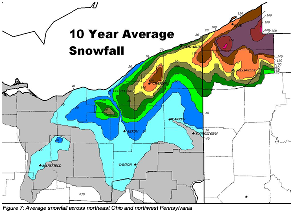Average snowfall NE Ohio and NW Pennsylvania Average snowfall NE Ohio and NW Pennsylvania
