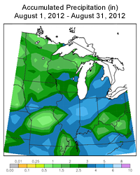 August Precipitation in the Midwest