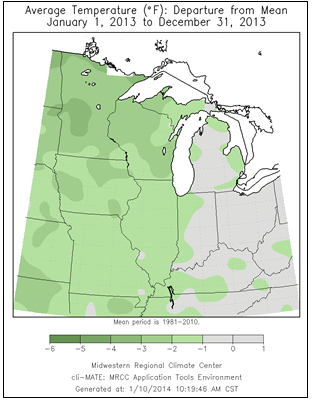 Average Temp Departure March 2013