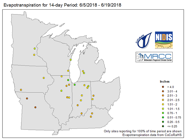 Evapotranspiration (ET) 14-day map