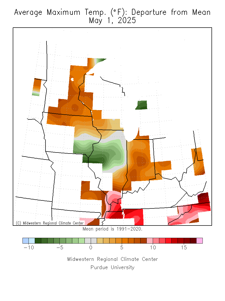 Month-to-date Average Max Temp Departure