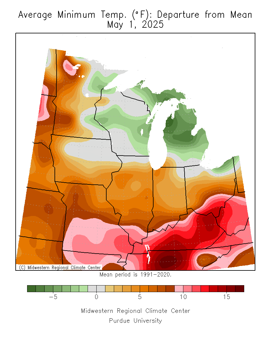 Month-to-date Average Min Temp Departure