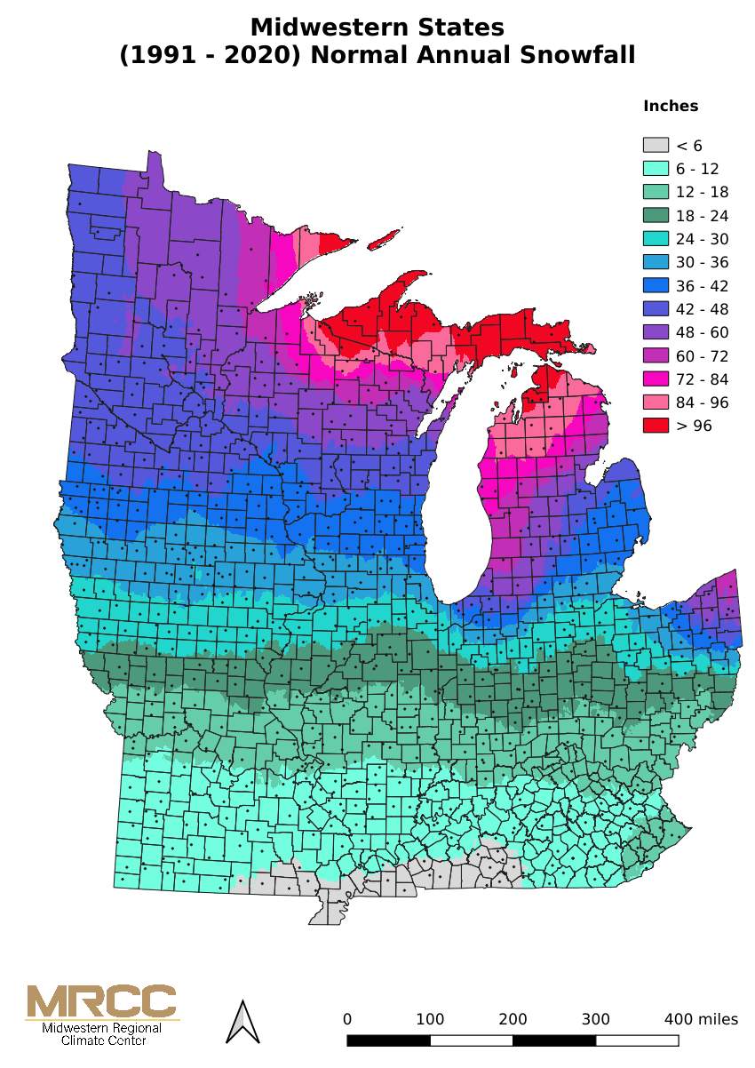 1991-2020 Normal Annual Snowfall