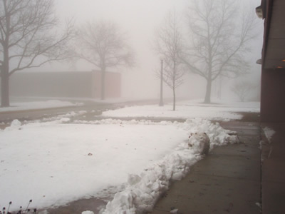 Dense fog shrouds Champaign, IL on the afternoon of February 4, 2008 - photo by Zoe Zaloudek